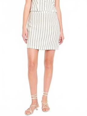 High-Waisted Linen-Blend Mini Skirt Old Navy White Black Stripe NWT XXL Tall